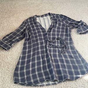 Anthropologie blue flannel top